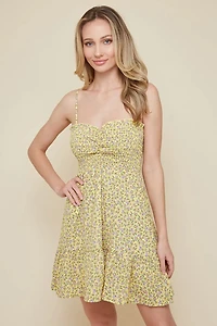 Smocked Ruffle Print Dress