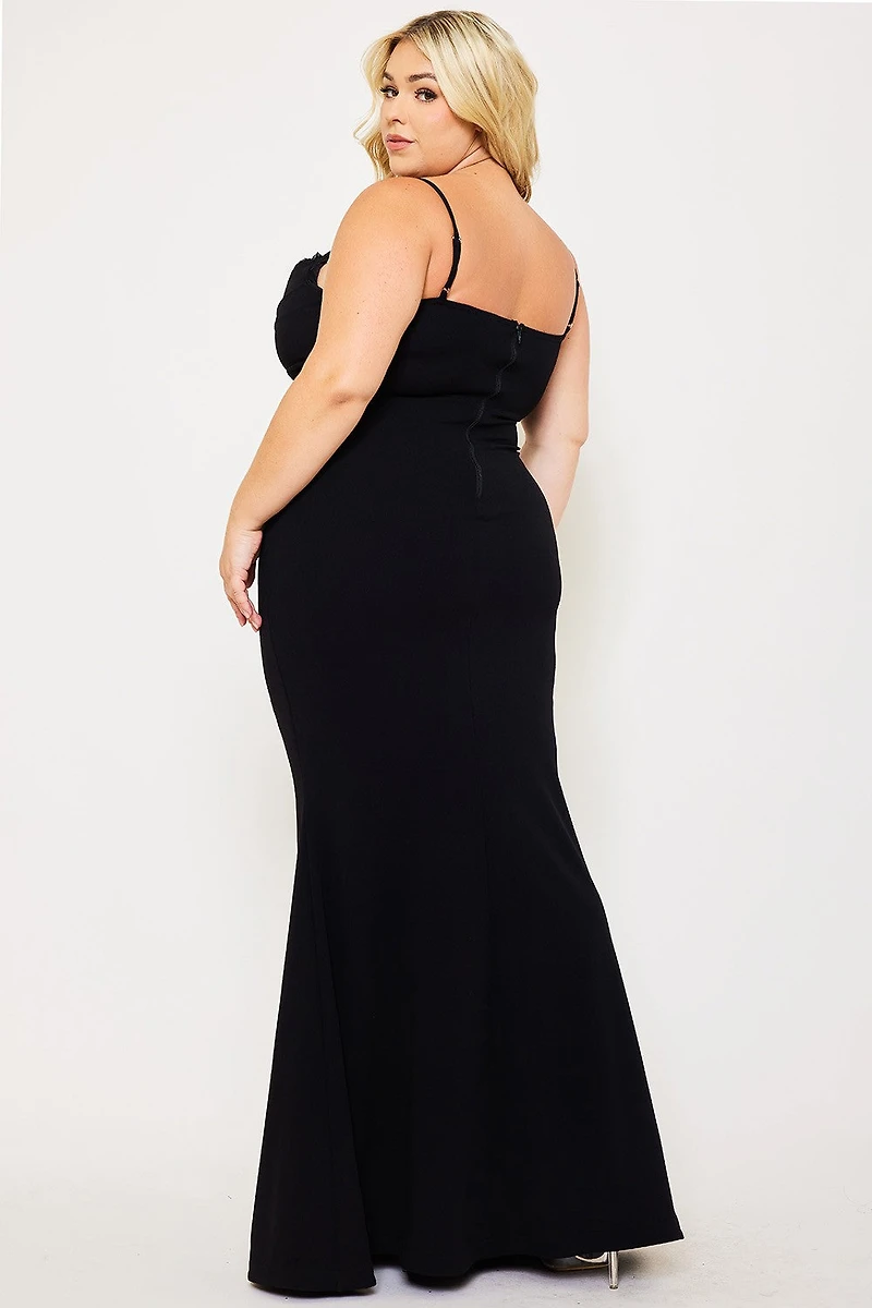 Flower Embellished On Bust Plus Maxi Dress