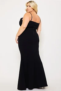 Flower Embellished On Bust Plus Maxi Dress