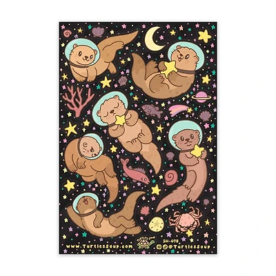 Otter This World Space Galaxy Glitter Sticker Sheet