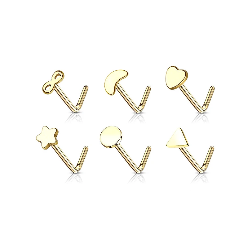 Shapes Gold L - Shape Nose Stud 20g
