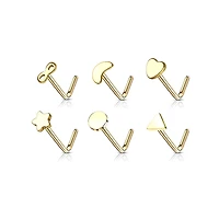 Shapes Gold L - Shape Nose Stud 20g