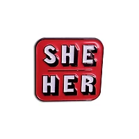 She/Her Pink Pronoun Pin