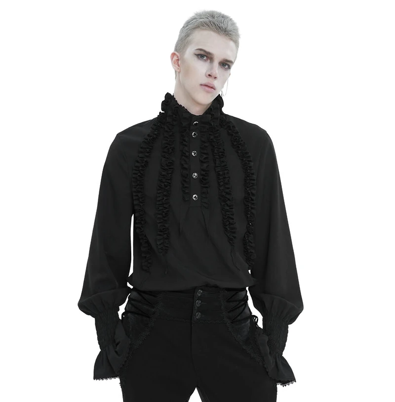 High Collar Ruffle Row Gothic Shirt Plus