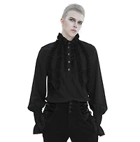 High Collar Ruffle Row Gothic Shirt Plus