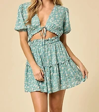 Printed Front Tie Dress
