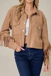 Button Down Suede Finge Jacket