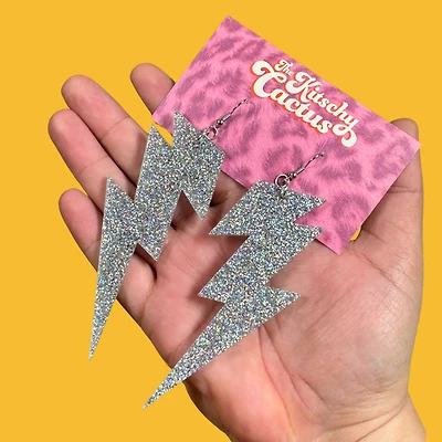 Spice Up Your Life- Holographic Lightning Bolt Earrings