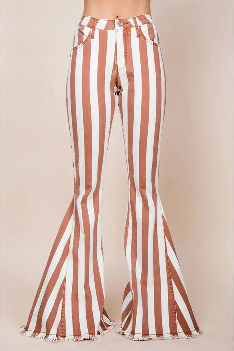 Striped Denim Flares Plus