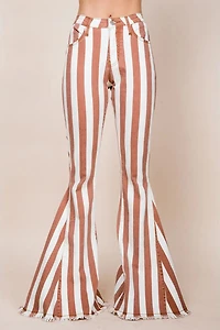 Striped Denim Flares Plus