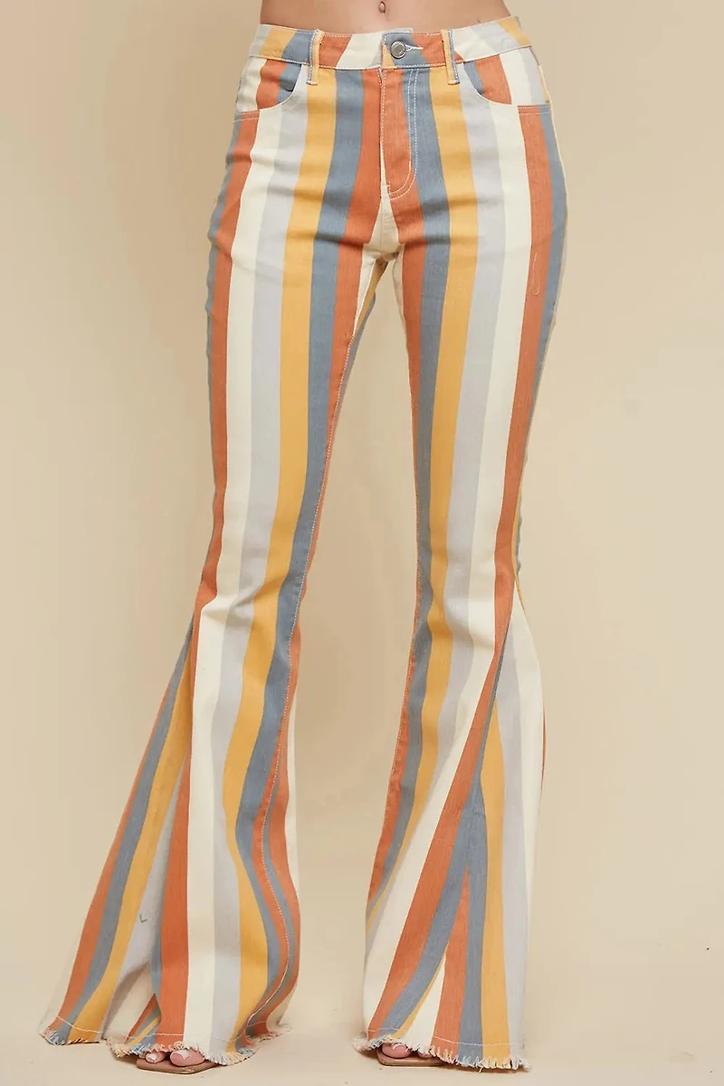 Multi Striped Denim Caramel