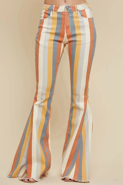 Multi Striped Denim Caramel