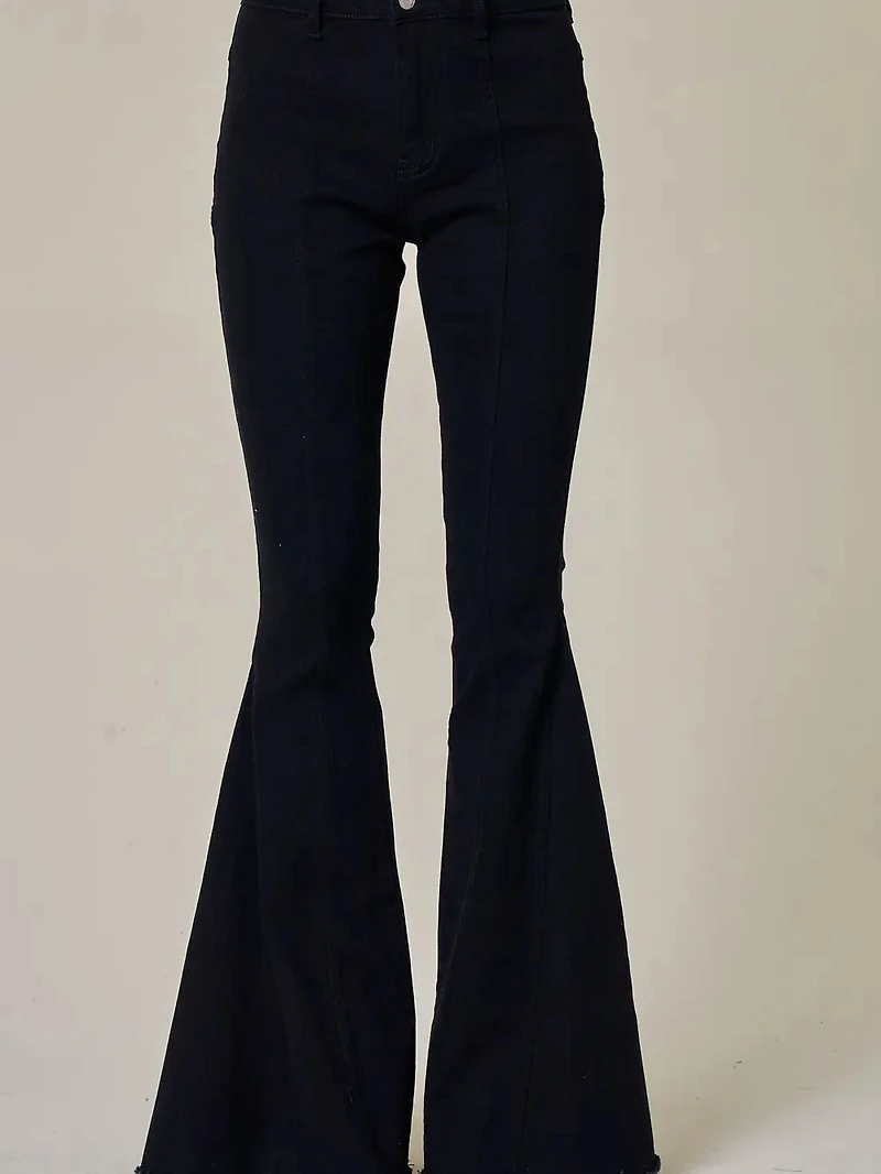 Black Back Suede Star Flare Jeans