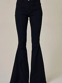 Black Back Suede Star Flare Jeans