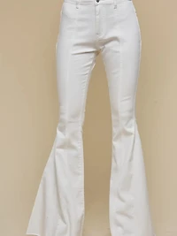 Ivory Brown Back Suede Star Bell Bottoms Denim