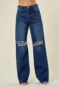 Ripped Straight Jeans