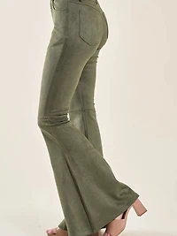 Olive Suede Boot Cut Pants
