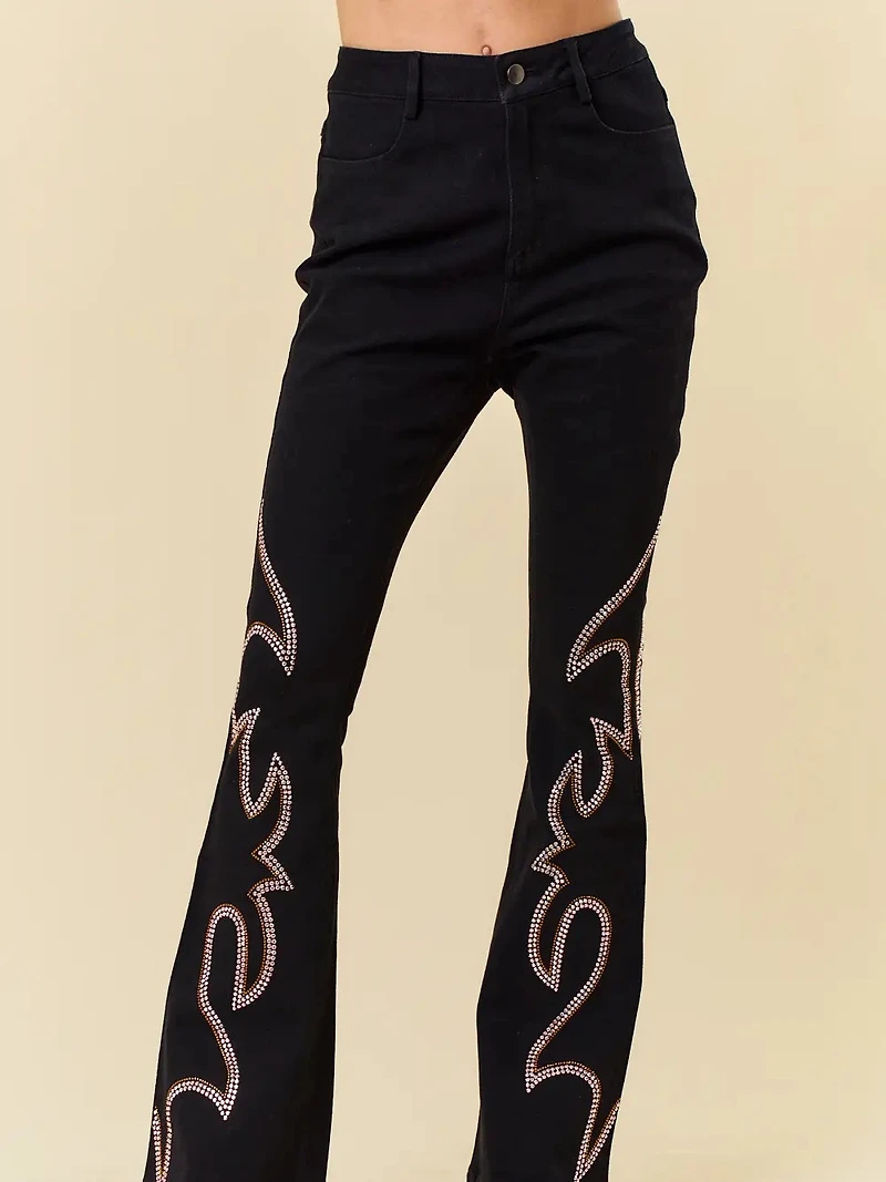 Embellished Denim Pants
