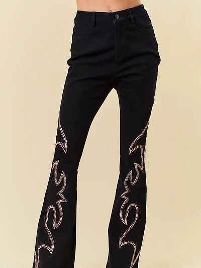 Embellished Denim Pants