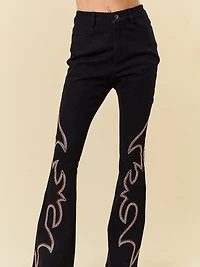 Embellished Denim Pants