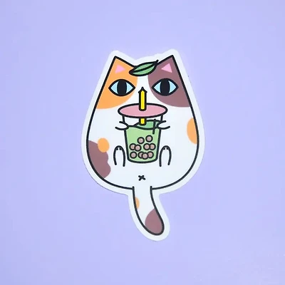 Calico Cat Bubble Tea Vinyl Sticker