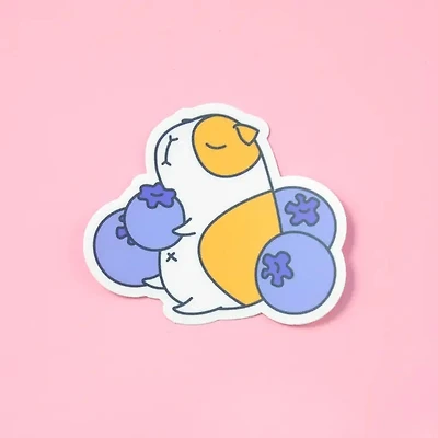 Guinea Pig And Blueberries Vinyl Sticker