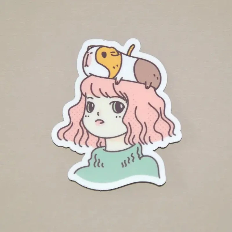 Guinea Pig Lady Vinyl Sticker