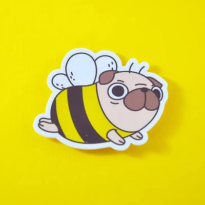 Pug Bee Vinyl Sticker
