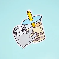 Sloth Loves Bubble Tea Sticker
