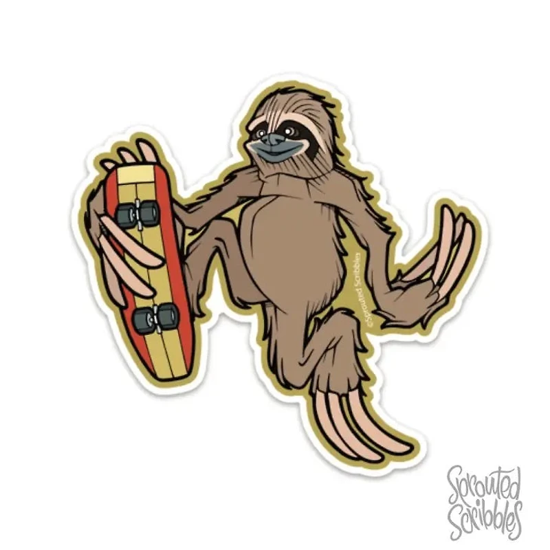 Skater Sloth Sticker