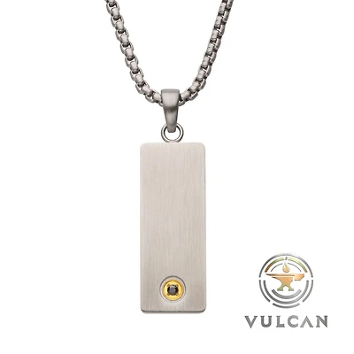 1.6mm Black Sapphire Matte Steel Engravable Dog Tag 22" Chain