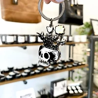 Skull Flowers Hard Enamel Keychain