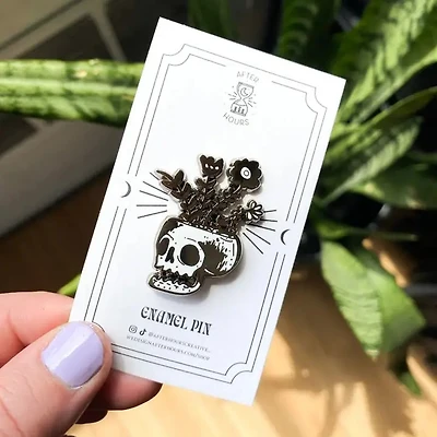 Skull Flowers Enamel Pin