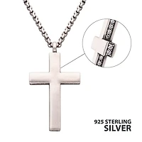 Silver Pendant Cross Size CZ 22"