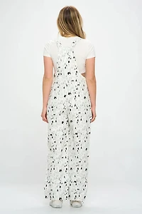 Multi Cat Print Cotton Jumpsuit White