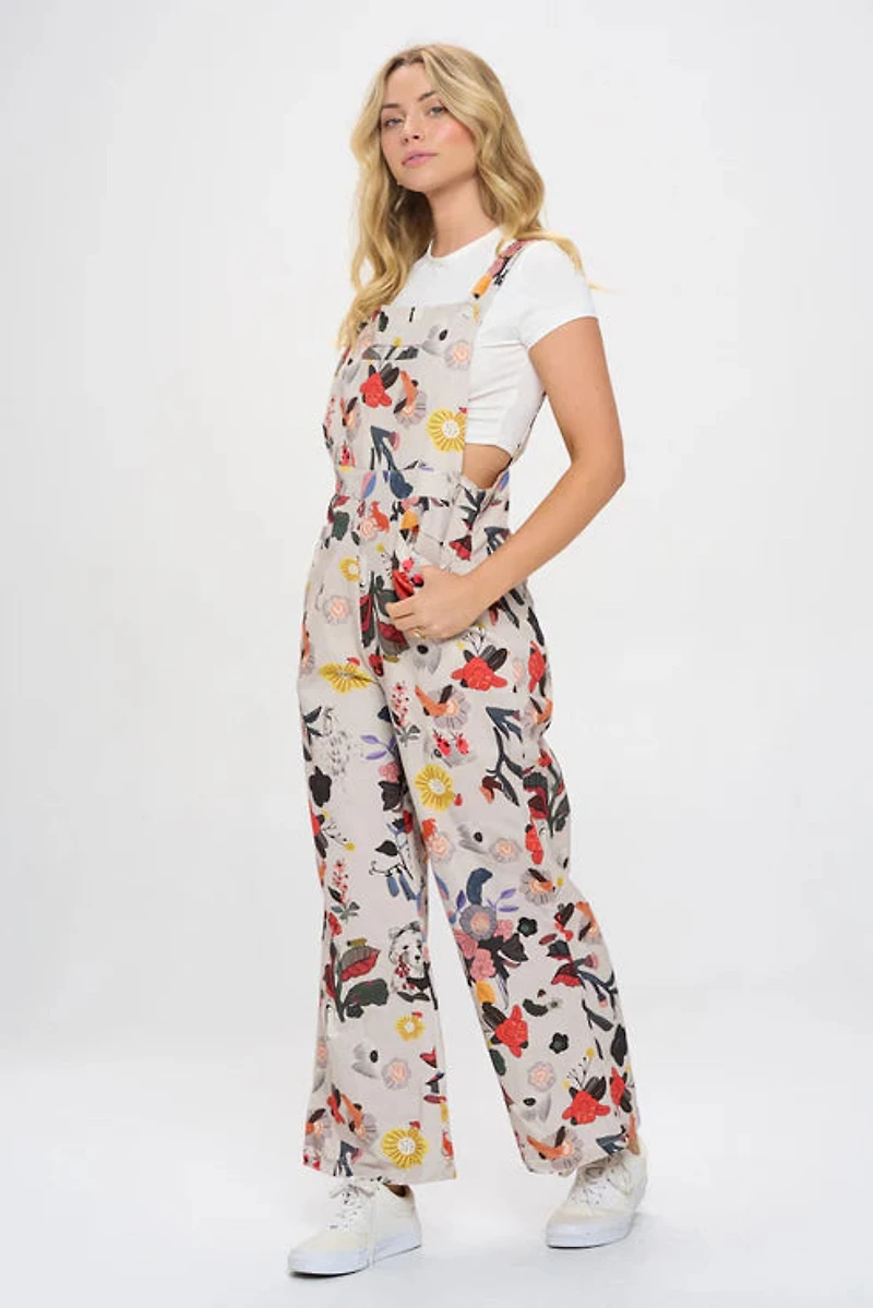 Bird Print Overall Grey