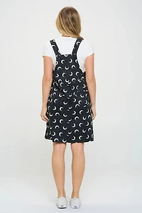 White Moon Print Corduroy Dress