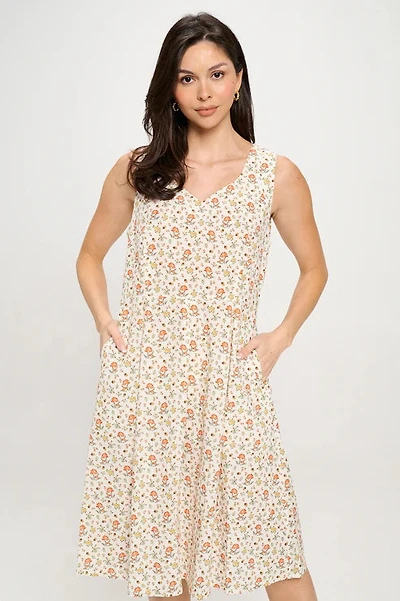 Mushroom Meadow Floral Dress