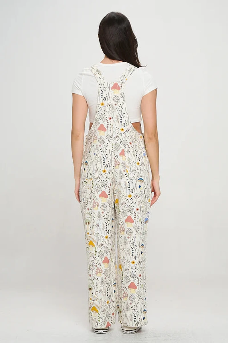 Mushroom Meadow Print Overalls