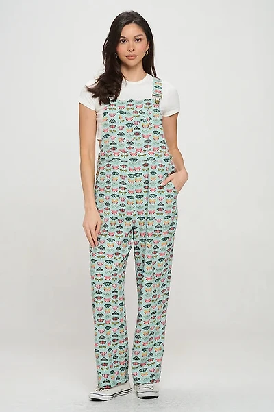 Colorful Butterfly Print Overalls