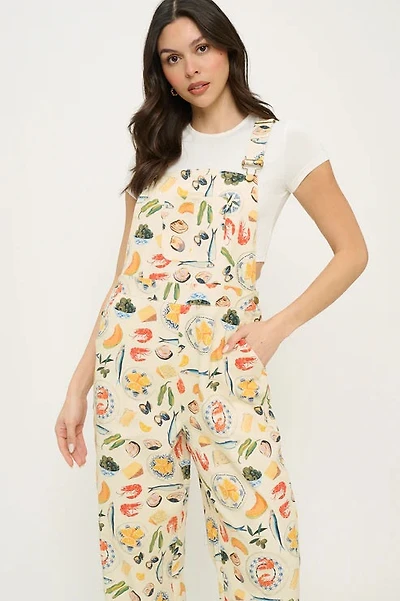 Mediterranean Delights Print Overalls