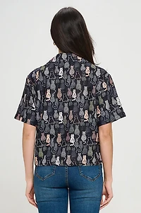 Colorful Cat Print Shirt