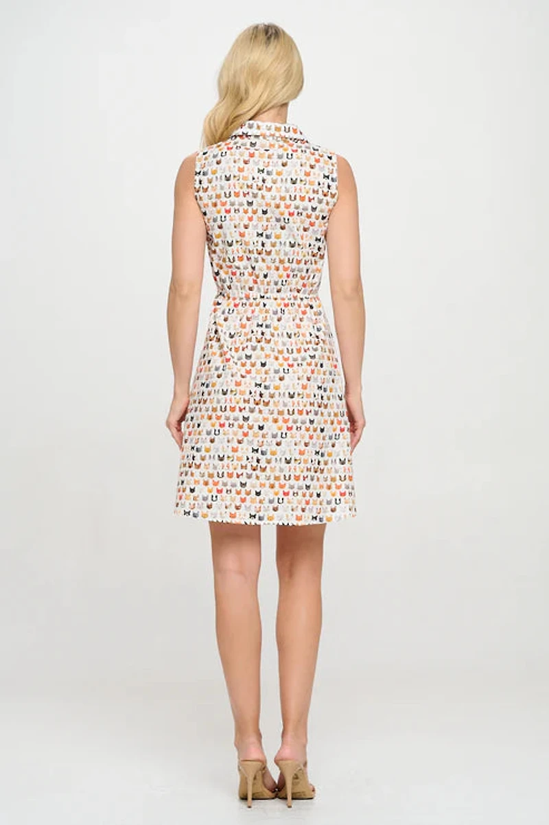 Colorful Cat Face Print Dress