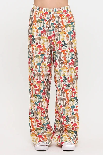 Colourful Mushroom Woods Print Wide Leg Pants