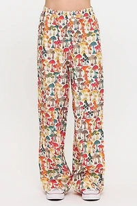 Colourful Mushroom Woods Print Wide Leg Pants