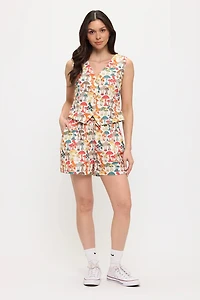 Colourful Mushroom Woods Print V-Neck Vest