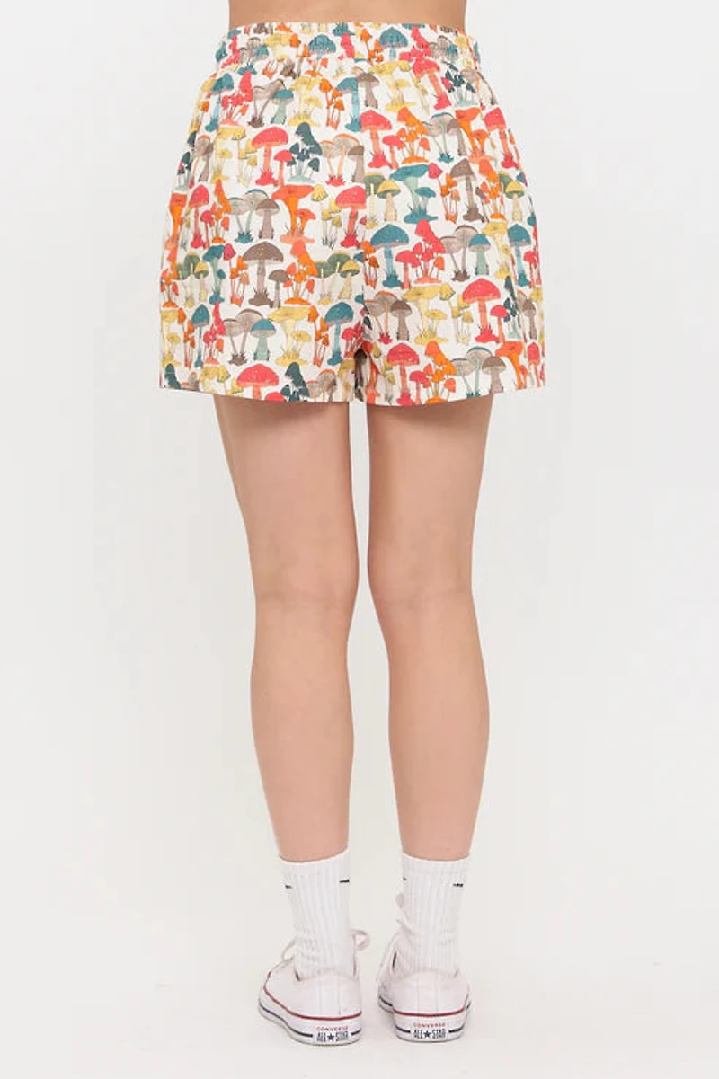 Colourful Mushroom Woods Print Shorts
