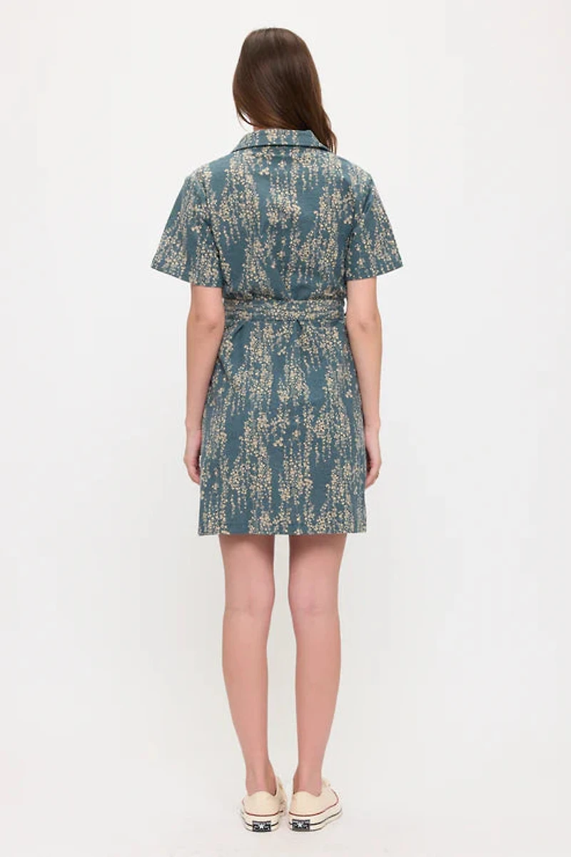 Indigo Vine Button Down Shirt Dress
