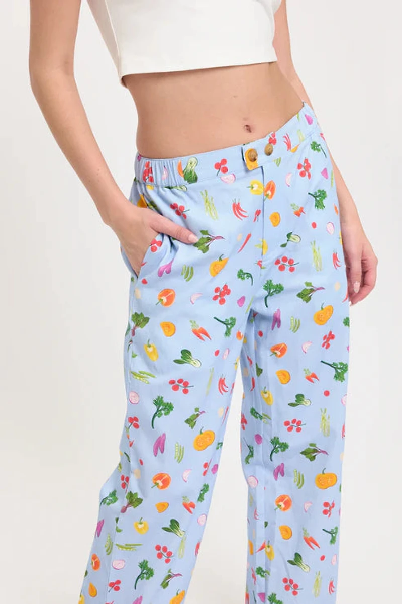 Floral Garden Vegetable Print Pants