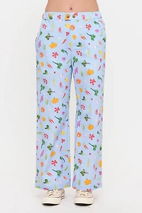 Floral Garden Vegetable Print Pants